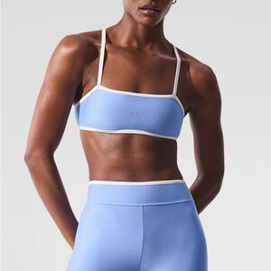 ALO Yoga Light Blue Sports Bra with White Trim crystal clear airlift set